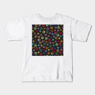 Doodle colorful paw print Kids T-Shirt